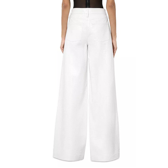 Alice and Olivia Women Trish Baggy Faux Leather Pants Off White Size 4 - Picture 4 of 5